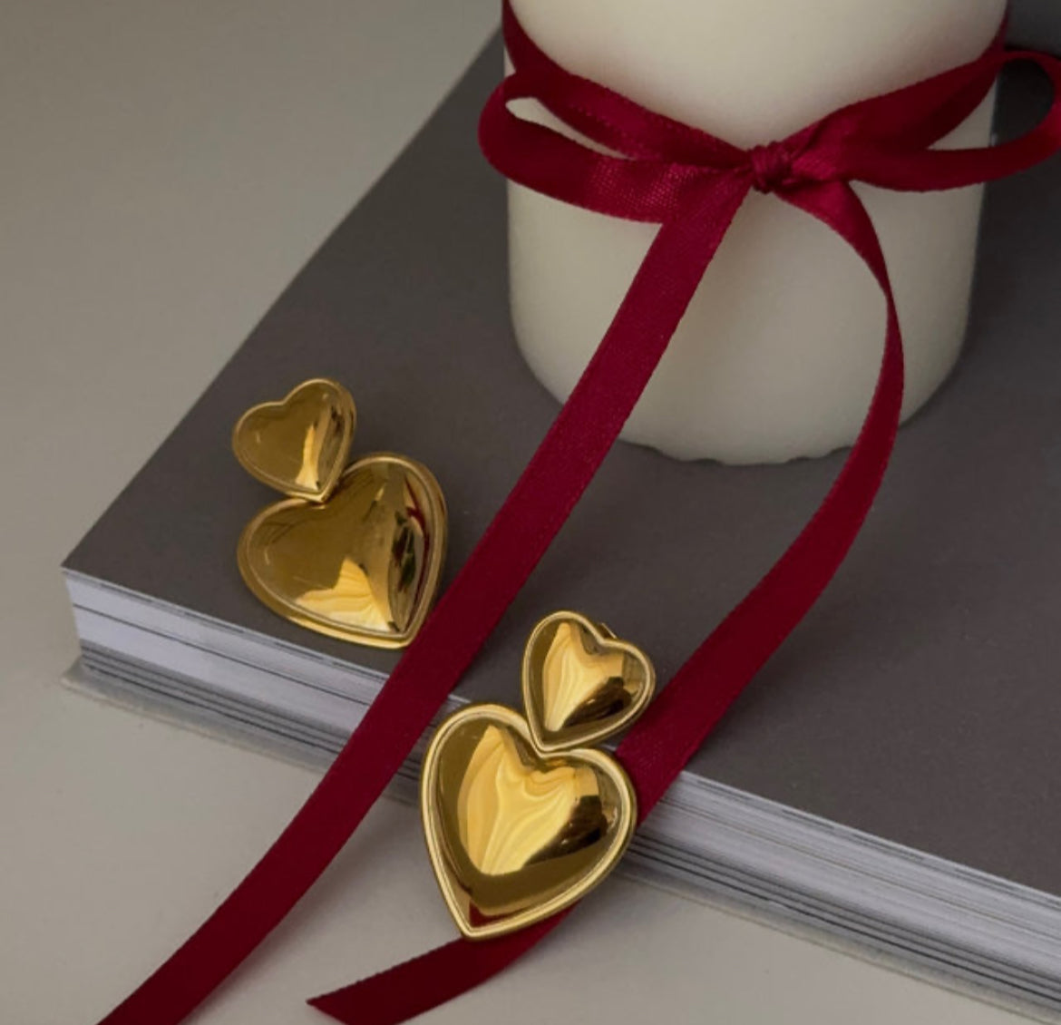 Double heart earrings