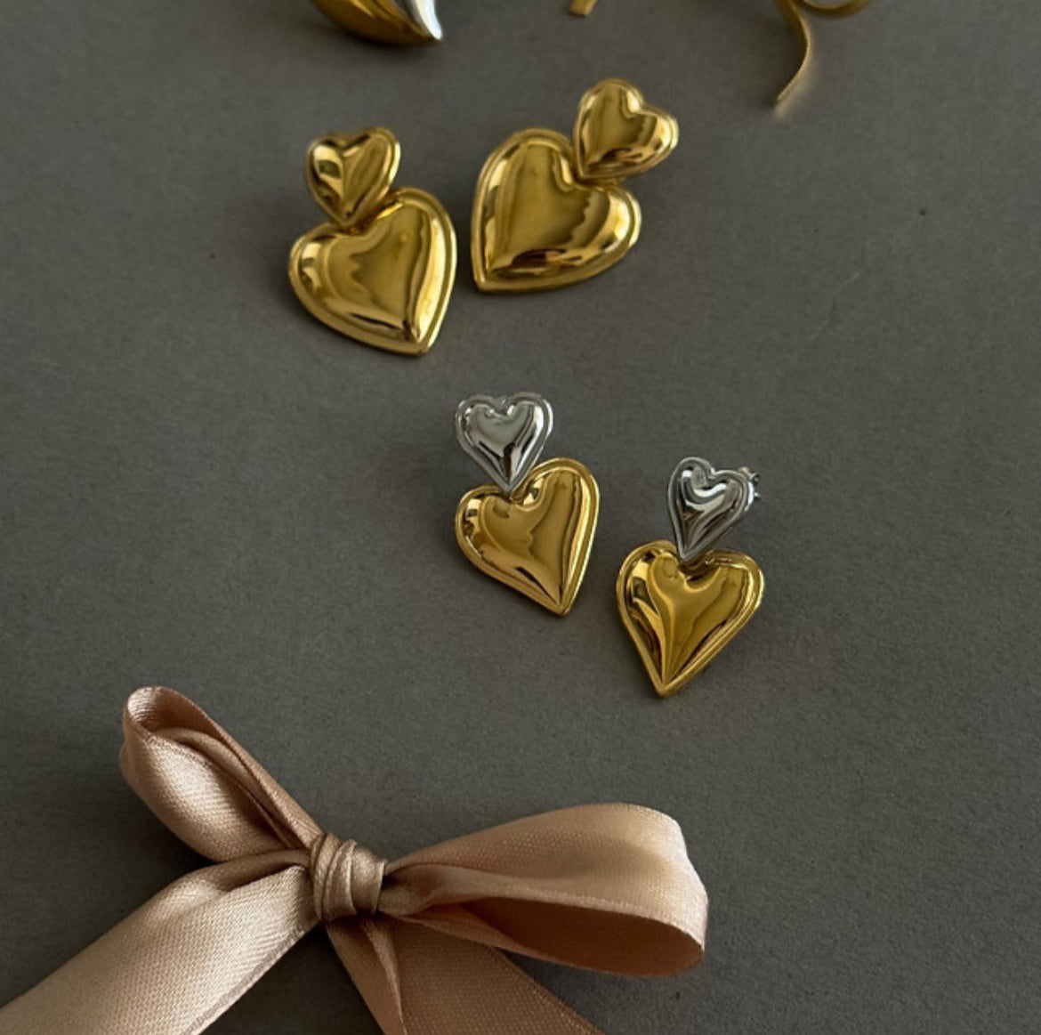 Double heart earrings