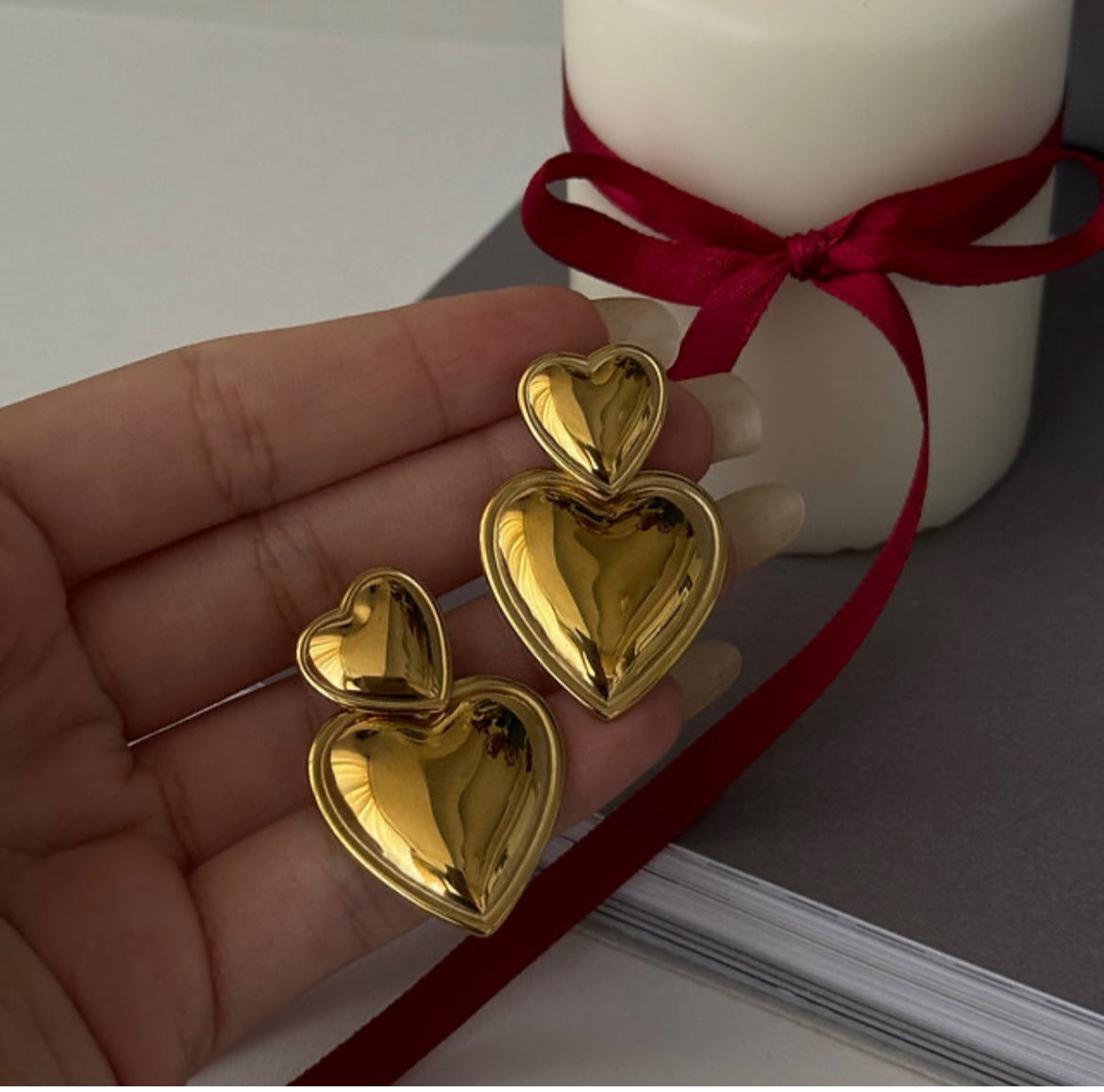 Double heart earrings