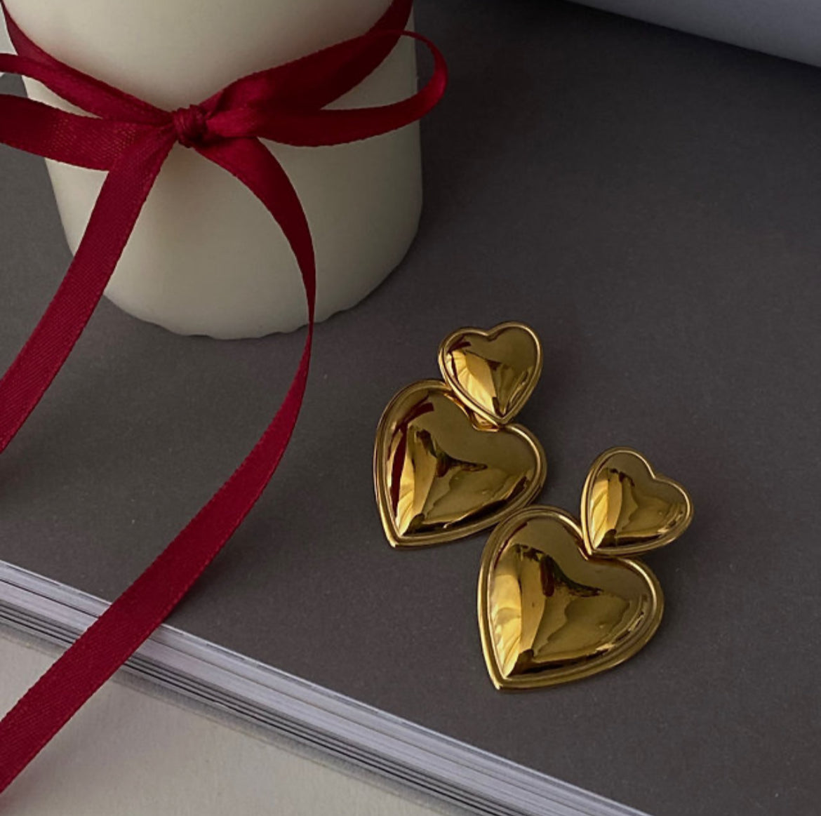 Double heart earrings