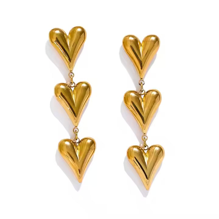Step heart earrings