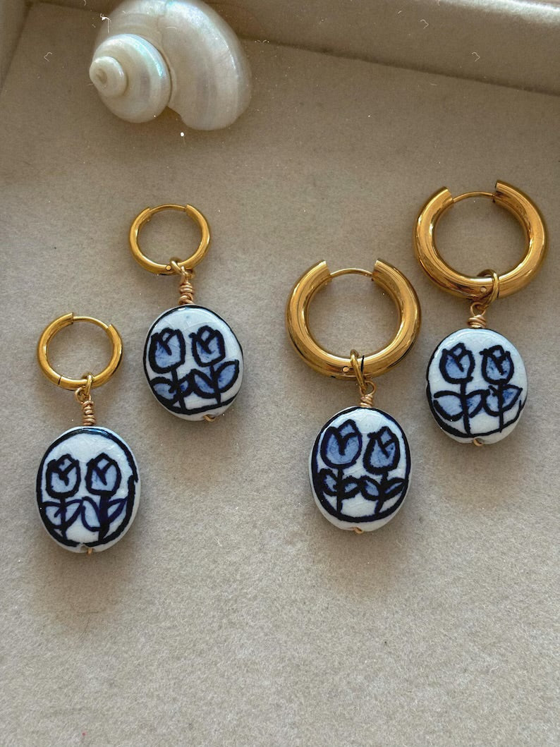 The blue earrings
